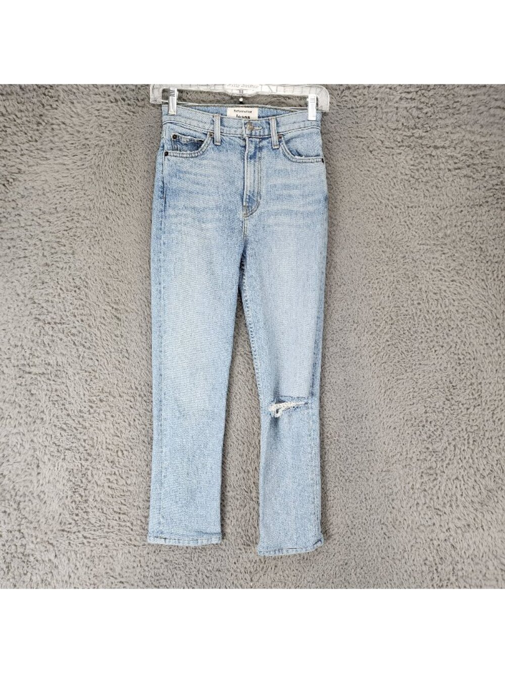 Reformation Jeans Womens 23 Light Wash Stretch Mid Rise Straight Cropped *Read*